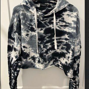 Black and White Tie Dye Chemistry Cropped Hoodie